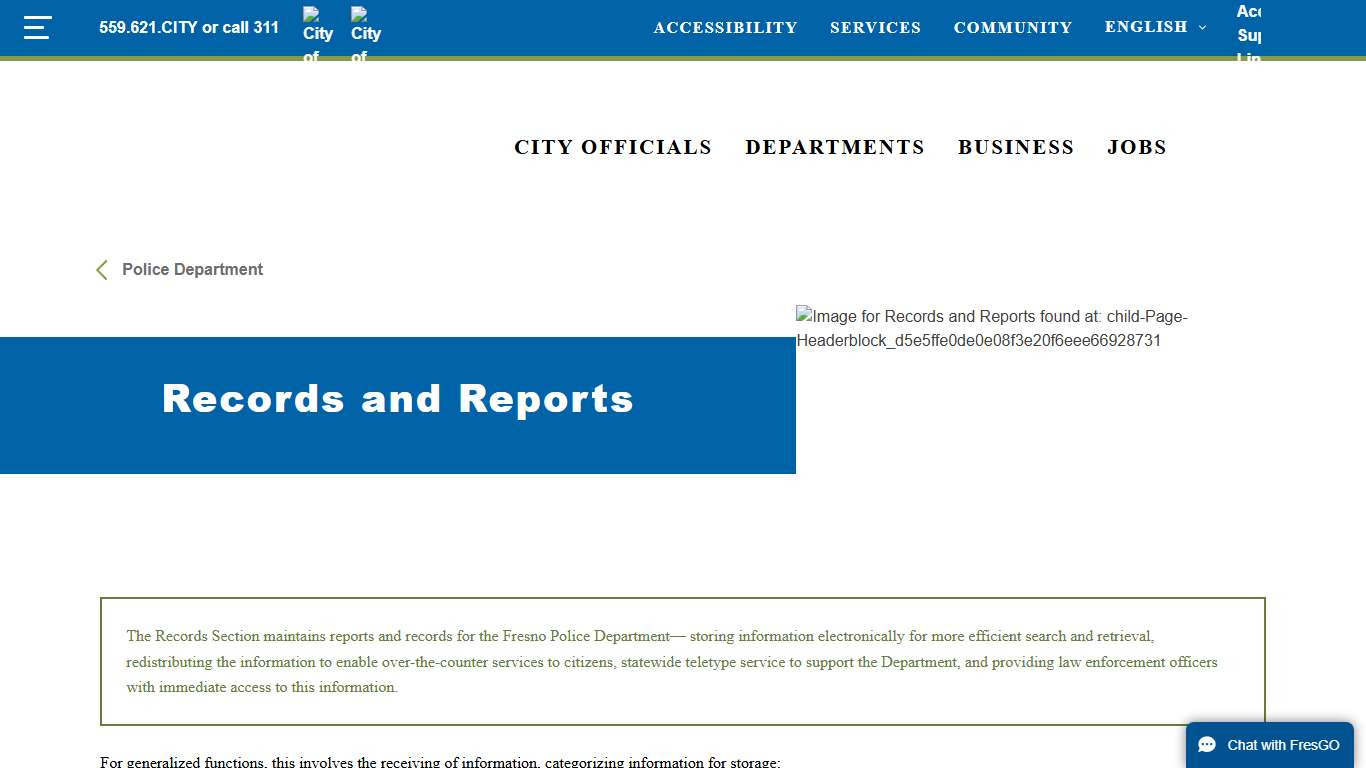 Records and Reports – City of Fresno